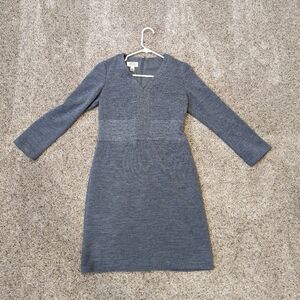 Talbots Light Gray Merino wool blend 3/4 length sleeve dress size 6